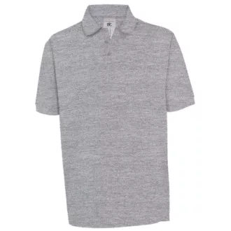   B&C BCPU422 vastag, rövid ujjú galléros piké póló, Heather Grey-M