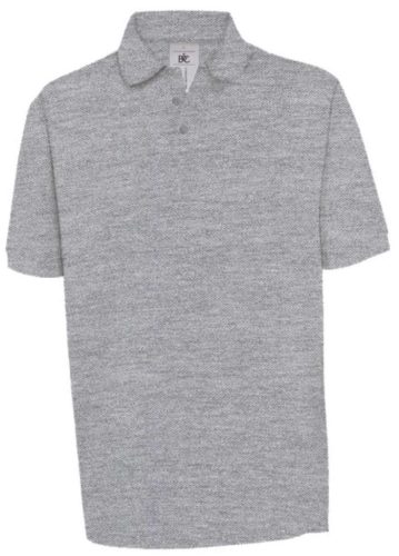 B&C BCPU422 vastag, rövid ujjú galléros piké póló, Heather Grey-S