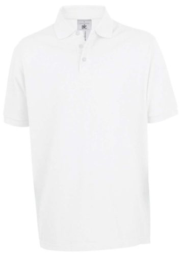 B&C BCPU422 vastag, rövid ujjú galléros piké póló, White-M