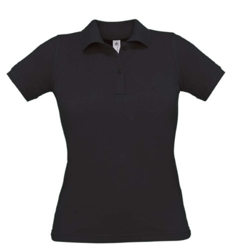 B&C BCPW455 Női galléros rövid ujjú piké póló, Black-XS