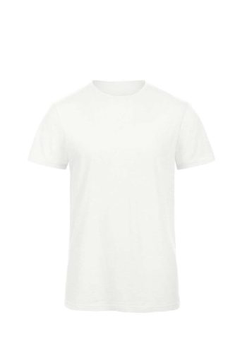 B&C BCTM046 organikus, gyűrűs fonású férfi pamut póló, Chic Pure White-XL