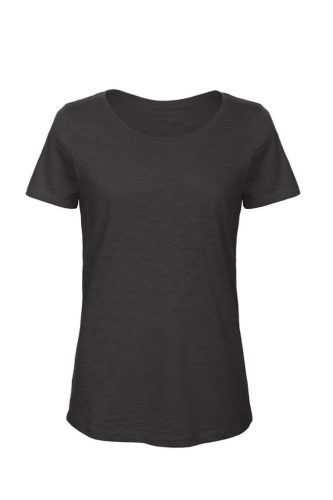 B&C BCTW047 organikus, Női gyűrűs fonású pamut póló, Chic Black-XS