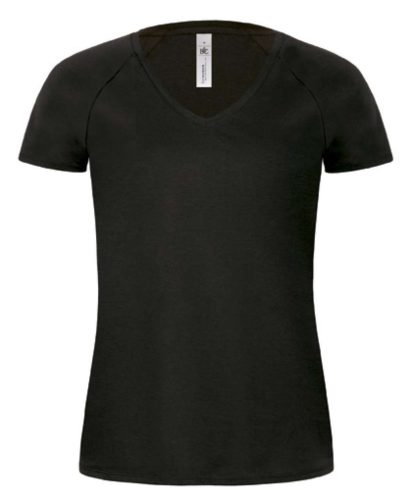 B&C BCTW260 V-nyakú rövid ujjú Női póló, Black-M
