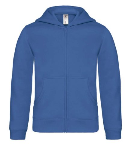 B&C BCWK682 cipzáros-kapucnis gyerek pulóver, Royal Blue-9/11