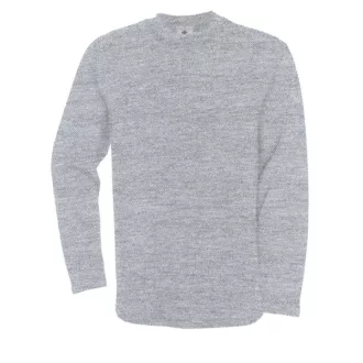 B&C BCWU610 férfi köryakas pulóver, Heather Grey-S