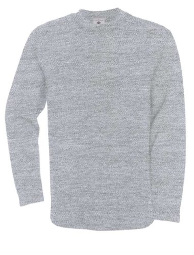 B&C BCWU610 férfi köryakas pulóver, Heather Grey-S