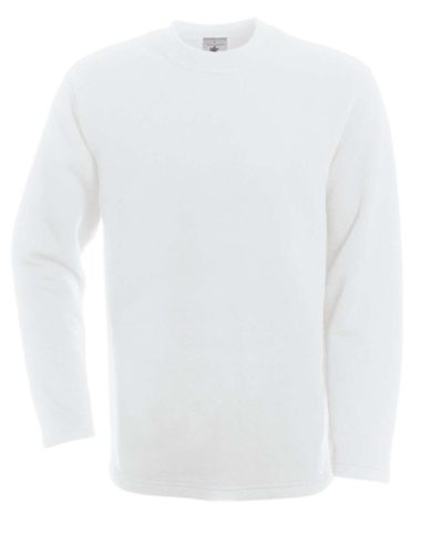 B&C BCWU610 férfi köryakas pulóver, White-2XL