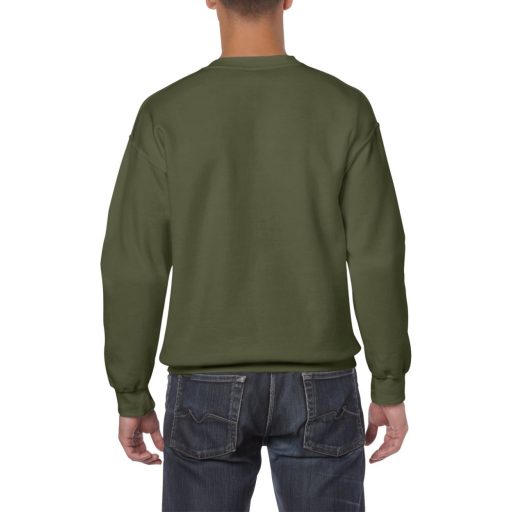 Kereknyakú körkötött pulóver, Gildan GI18000, Military Green-2XL