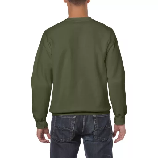 Kereknyakú körkötött pulóver, Gildan GI18000, Military Green-S
