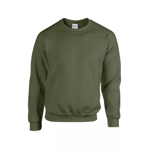 Kereknyakú körkötött pulóver, Gildan GI18000, Military Green-S