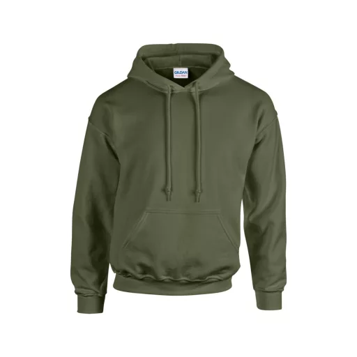 Kenguru zsebes kapucnis pulóver, Gildan GI18500, Military Green-S