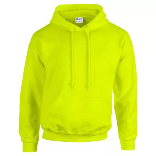 Kenguru zsebes kapucnis pulóver, Gildan GI18500, Safety Green-XL