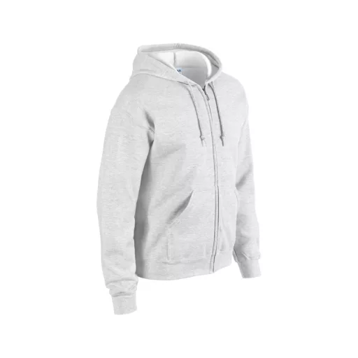 Cipzáras kenguru zsebes kapucnis pulóver, Gildan GI18600, Ash-3XL