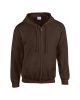 Cipzáras kenguru zsebes kapucnis pulóver, Gildan GI18600, Dark Chocolate-XL