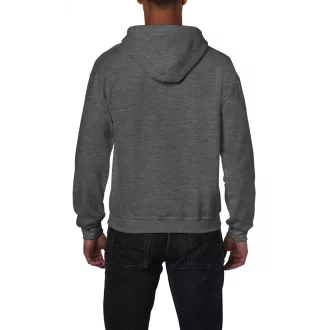   Cipzáras kenguru zsebes kapucnis pulóver, Gildan GI18600, Dark Heather-S
