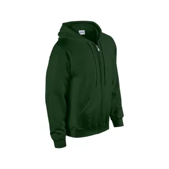   Cipzáras kenguru zsebes kapucnis pulóver, Gildan GI18600, Forest Green-2XL