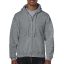 Cipzáras kenguru zsebes kapucnis pulóver, Gildan GI18600, Graphite Heather-XL