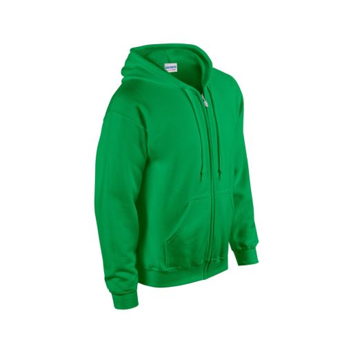 Cipzáras kenguru zsebes kapucnis pulóver, Gildan GI18600, Irish Green-3XL