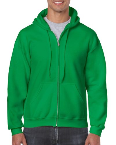 Cipzáras kenguru zsebes kapucnis pulóver, Gildan GI18600, Irish Green-S