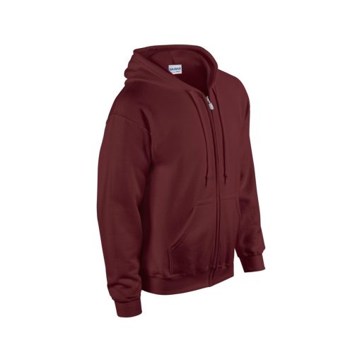 Cipzáras kenguru zsebes kapucnis pulóver, Gildan GI18600, Maroon-3XL