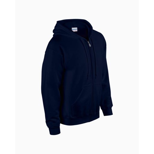 Cipzáras kenguru zsebes kapucnis pulóver, Gildan GI18600, Navy-S