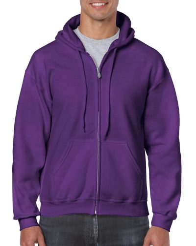 Cipzáras kenguru zsebes kapucnis pulóver, Gildan GI18600, Purple-2XL