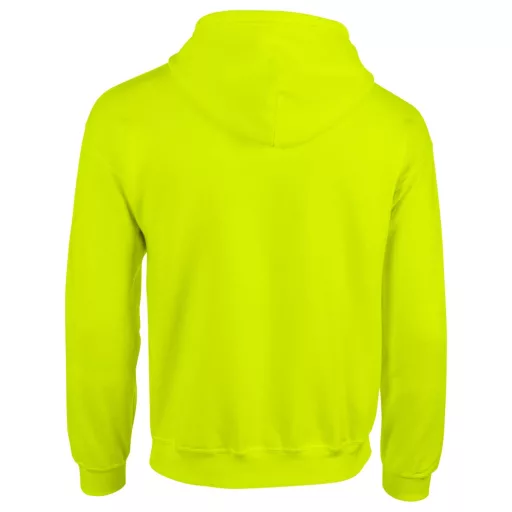 Cipzáras kenguru zsebes kapucnis pulóver, Gildan GI18600, Safety Green-2XL
