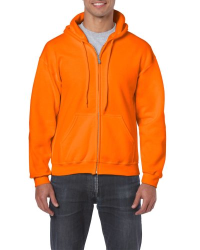 Cipzáras kenguru zsebes kapucnis pulóver, Gildan GI18600, S.Orange-S