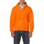 Cipzáras kenguru zsebes kapucnis pulóver, Gildan GI18600, S.Orange-XL