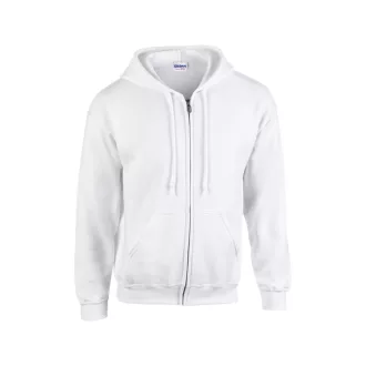   Cipzáras kenguru zsebes kapucnis pulóver, Gildan GI18600, White-2XL