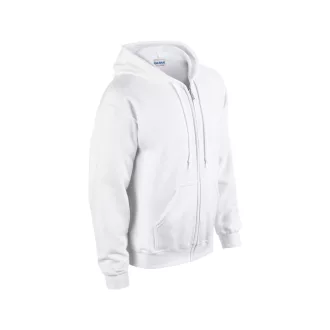   Cipzáras kenguru zsebes kapucnis pulóver, Gildan GI18600, White-2XL