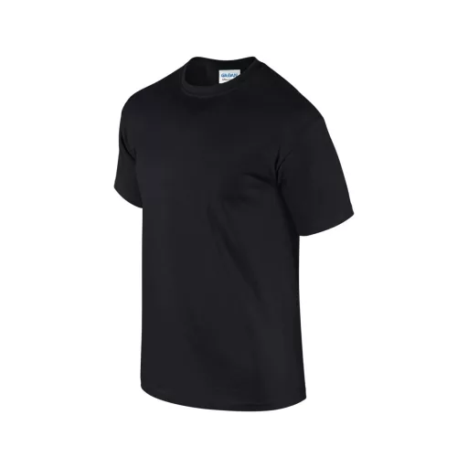 Előmosott kerek nyakkivágásu ultra póló, Gildan GI2000, Black-S