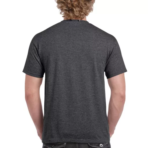 Előmosott kerek nyakkivágásu ultra póló, Gildan GI2000, Dark Heather-M