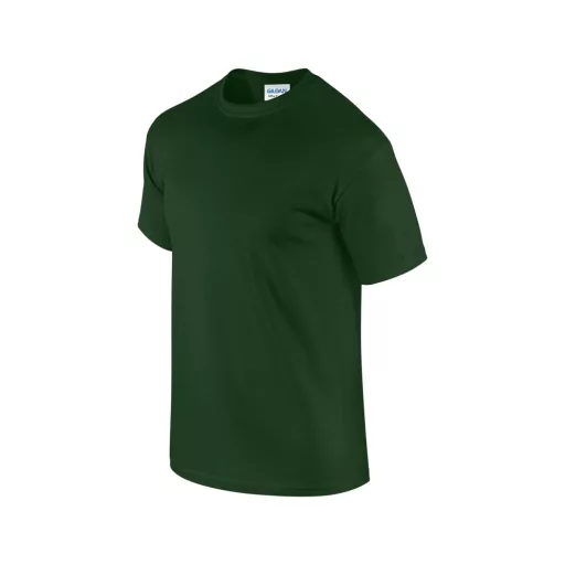 Előmosott kerek nyakkivágásu ultra póló, Gildan GI2000, Forest Green-S