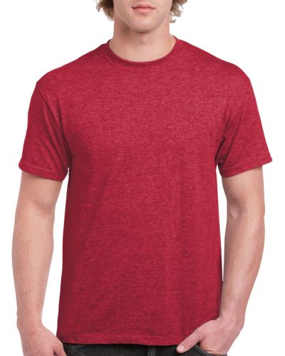 Előmosott kerek nyakkivágásu ultra póló, Gildan GI2000, Heather Cardinal-XL