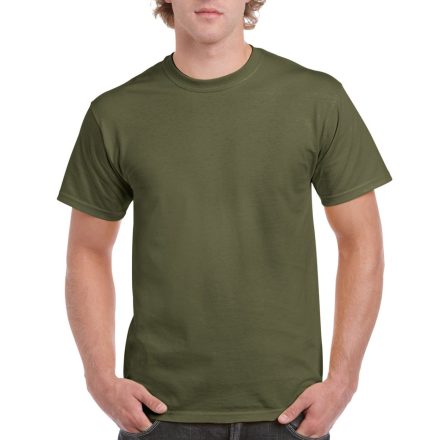 Előmosott kerek nyakkivágásu ultra póló, Gildan GI2000, Military Green-2XL