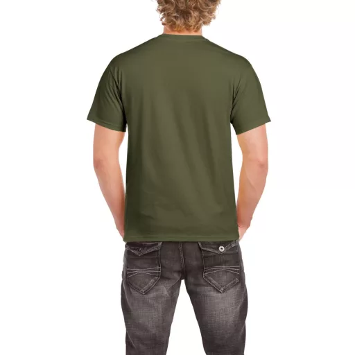 Előmosott kerek nyakkivágásu ultra póló, Gildan GI2000, Military Green-S