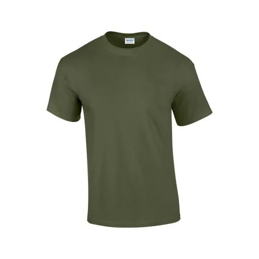 Előmosott kerek nyakkivágásu ultra póló, Gildan GI2000, Military Green-S