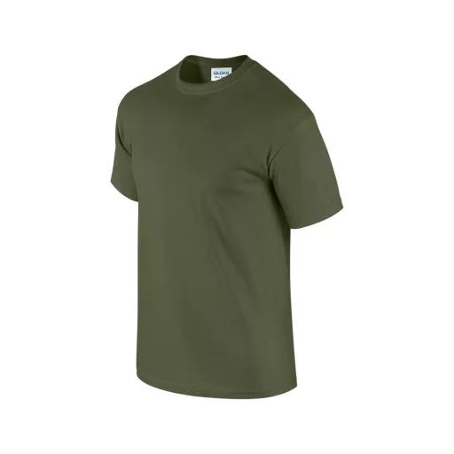 Előmosott kerek nyakkivágásu ultra póló, Gildan GI2000, Military Green-S