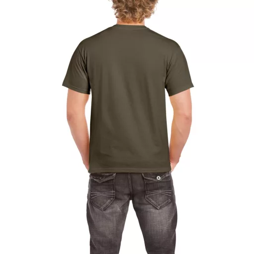 Előmosott kerek nyakkivágásu ultra póló, Gildan GI2000, Olive-3XL