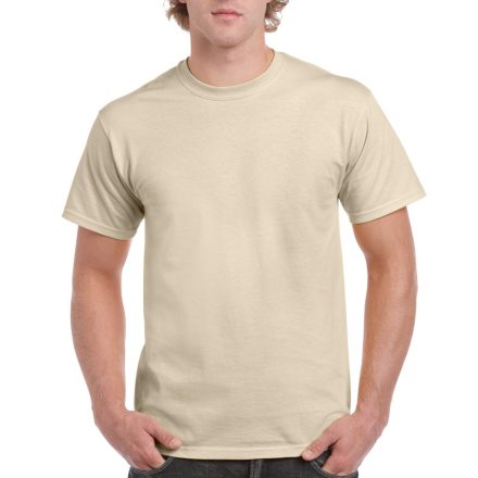 Előmosott kerek nyakkivágásu ultra póló, Gildan GI2000, Sand-XL