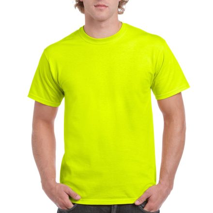 Előmosott kerek nyakkivágásu ultra póló, Gildan GI2000, Safety Green-2XL