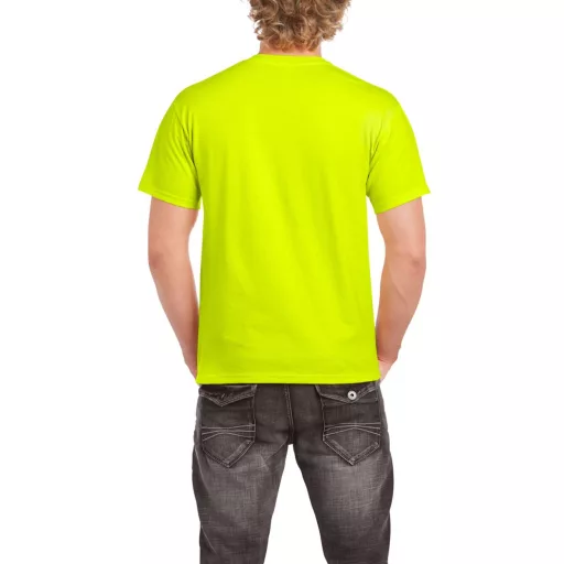 Előmosott kerek nyakkivágásu ultra póló, Gildan GI2000, Safety Green-S