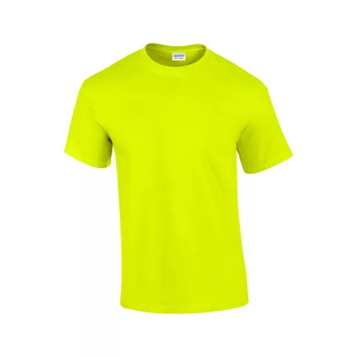 Előmosott kerek nyakkivágásu ultra póló, Gildan GI2000, Safety Green-S