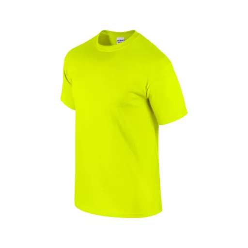 Előmosott kerek nyakkivágásu ultra póló, Gildan GI2000, Safety Green-S