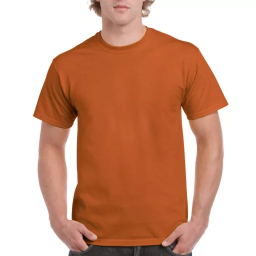 Előmosott kerek nyakkivágásu ultra póló, Gildan GI2000, Texas Orange-M