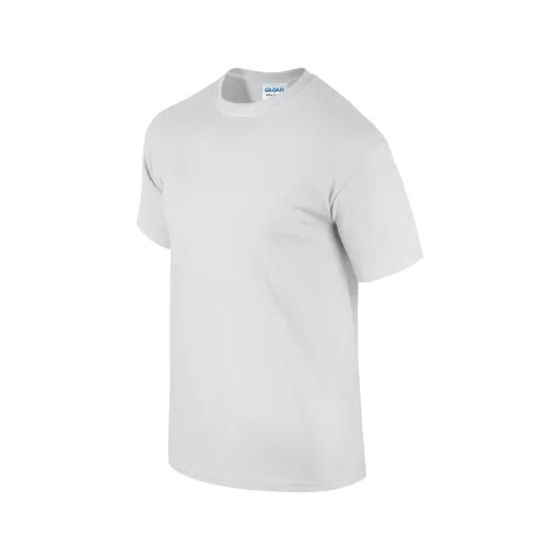 Előmosott kerek nyakkivágásu ultra póló, Gildan GI2000, White-S