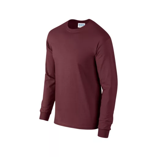 Hosszú ujjú klasszikus szabású póló, Gildan GI2400, Maroon-S