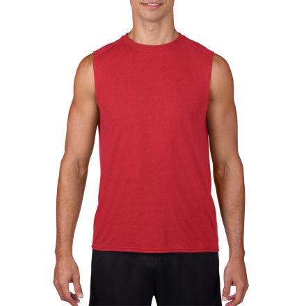 Ujjatlan kereknyakú sport póló, Gildan GI42700, Red-S