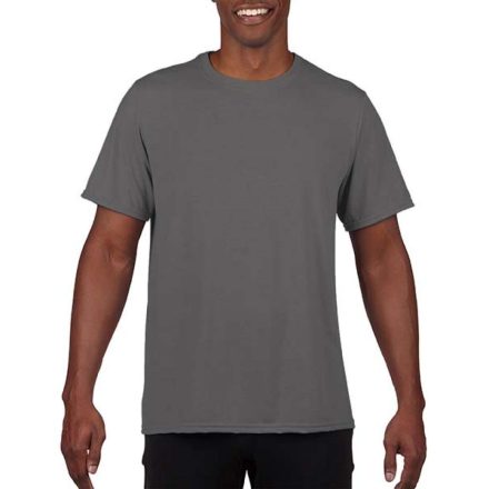 Rövid ujjú Actíve Fit férfi sport póló, Gildan GI46000, Charcoal-3XL